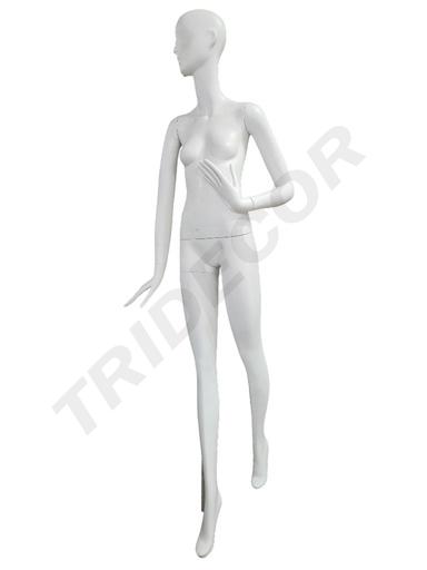 [041236] Maniquí Mujer Blanco Mate Base Acero Inox