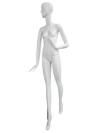 [041236] Maniquí Mujer Blanco Mate Base Acero Inox