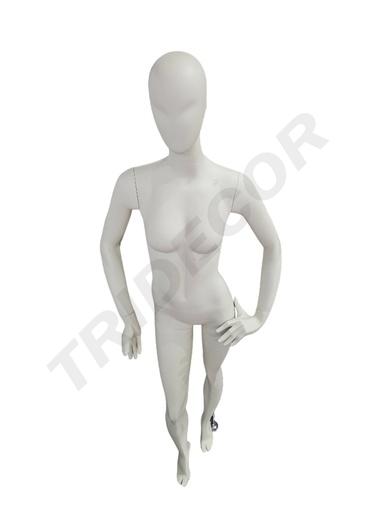 [041242] Female mannequin sitting in cream white