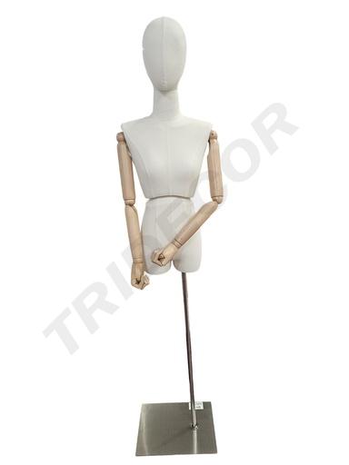 [041334] Busto De Tela Con Base Cuadrado Plata Cuerpo Articulado