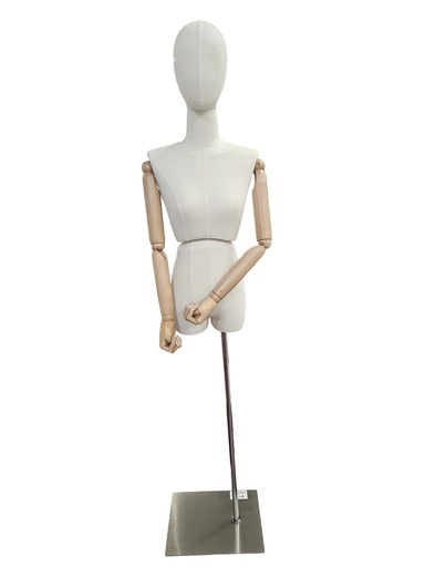 [041334] Busto em Tecido com Base Quadrada Prateada e corpo articulado