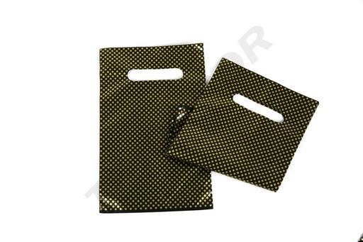 [010073] Bolsas De Plástico Asa Troquelada 16x25 cm Puntos Dorados