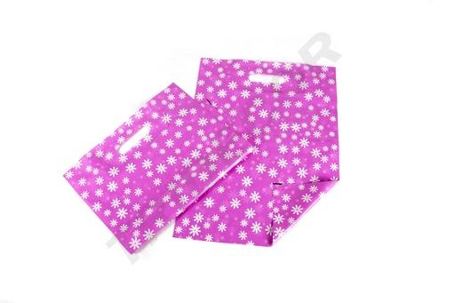[010087] Plastic Bags with Reinforced Handles 35X45cm Daisies 100/Pk