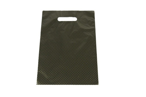 [010118] Black Plastic Bag with Gold Stitching 25x35cm 100 units/Package (010074)