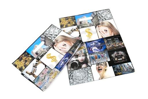 [010311] Borsa di plastica con manico fustellato 50x60cm Foto a colori 100/Pz