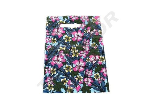 [010319] Sac en plastique avec poignée découpée 25X35cm Fleur 100 unités /Pk