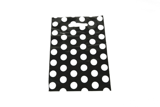 [010781] Plastic Bag with Die-Cut Handle 25X35cm White Dot 100 units/pk