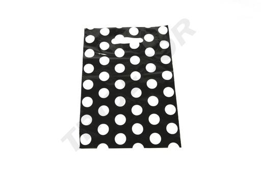 [010781] Plastic Bag with Die-Cut Handle 25X35cm White Dot 100 units/pk