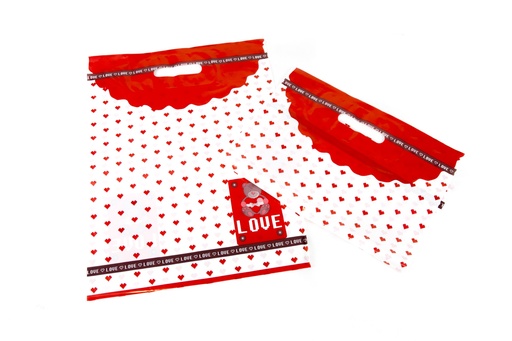 [010783] 桃心塑料袋Bolsa de Plástico Asa Troquelada 25X35cm Osito100 /Pq 20Pq/caja