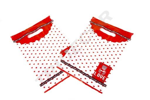 [010783] Sacchetto di plastica con manico ritagliato 25X35cm Piccolo Orso 100 pezzi