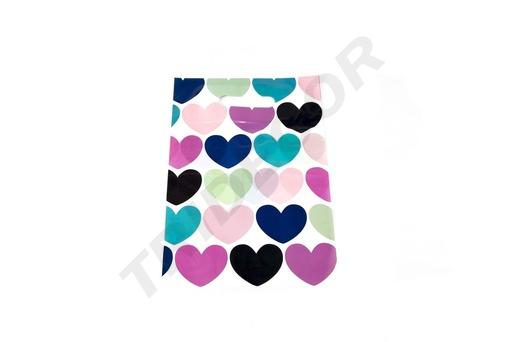 [010787] Bolsas De Plástico 25X35 Cm Estampado Corazones 100 Unidades