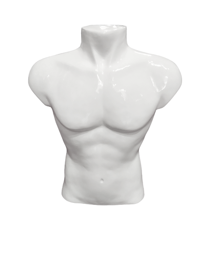 [040301] Busto De Hombre Medio Cuerpo Blanco Brillo