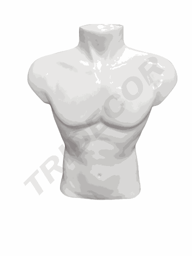 [040301] Busto De Hombre Medio Cuerpo Blanco Brillo