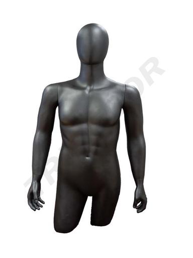 [040341] Maniquí De Hombre Gris Oscuro Brillo Con Cabeza