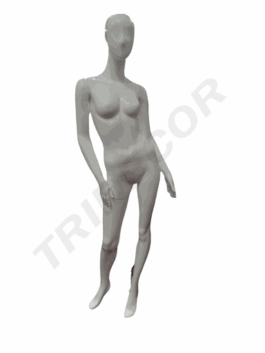 [040596] Maniquí De Mujer Abstracto Blanco Brillo