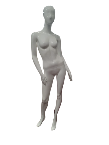 [040596] Maniquí De Mujer Blanco Brillo Cadera Lateada