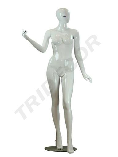 [040831] Maniquí Sin Rostro Blanco Brillo Con Pestaña Azul