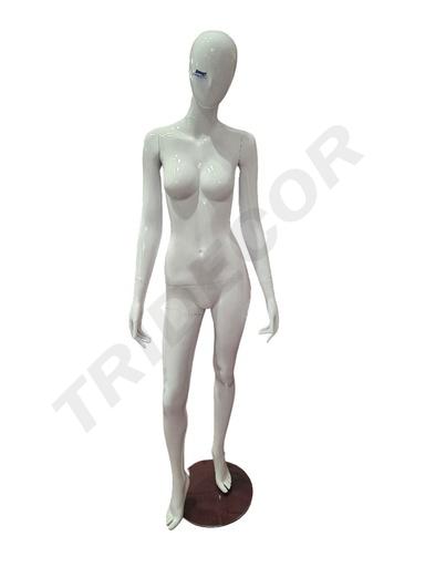 [040833] Maniquí Abstracto Blanco Brillo Con Pestaña Azul