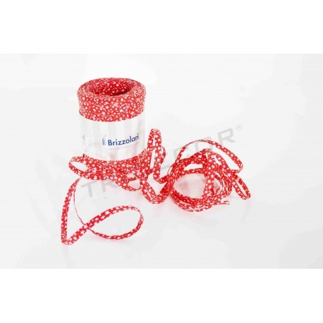 [8031653458254] Red Raffia Ribbon Roll with Stars 5Mmx200M 68244 Col07