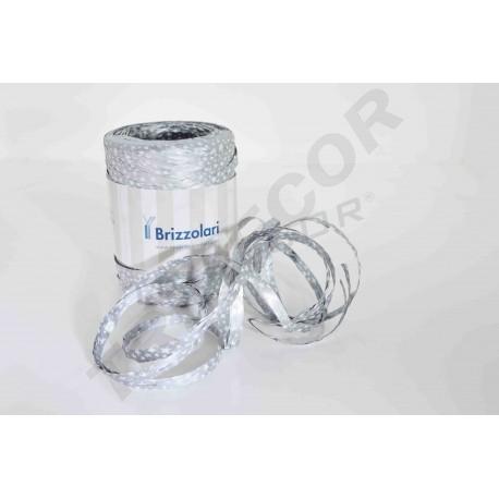 [8031653458483] Cinta De Rafia Plata Metálico Con Estrellas 200 Metros