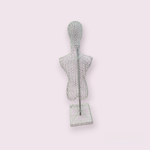 [040038] 女模特带头亚白 配底座 Busto de mujer con base de alambre blanco