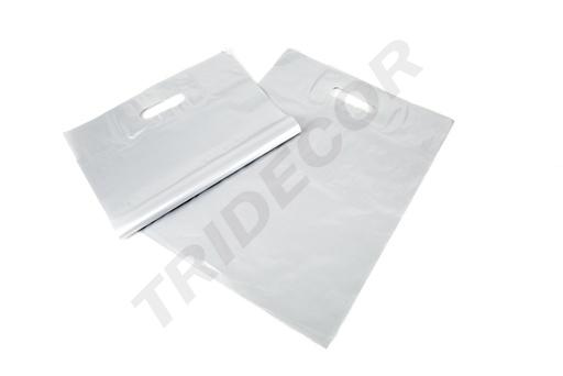 [010275] Borsa argento con manico fustellato 35X45 CM 100 Unità