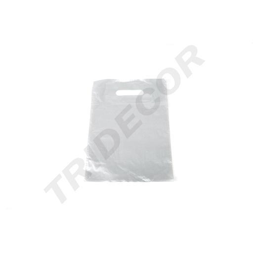 [010123] Bolsas de Plástico Asa Troquelada 25X35 Cm Plata 100 Unidades
