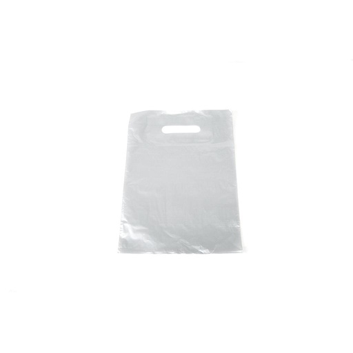 [010123] Bolsas de Plástico Asa Troquelada 25X35 Cm Plata 100 Unidades