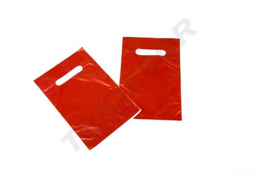 [010290] Bolsas de Plástico Asa Troquelada 16X25 Cm Color Rojo 100 Unidades