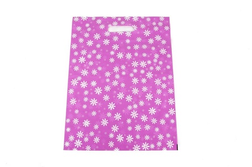 [010176] Sacchetti di plastica con fondo fucsia e manico rinforzato 35X45CM 50 pezzi