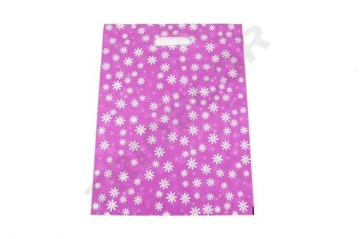 [010176] Sacchetti di plastica con fondo fucsia e manico rinforzato 35X45CM 50 pezzi