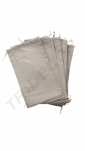 [010764] Brown linen bag with drawstring closure 35X21 cm - 12 units