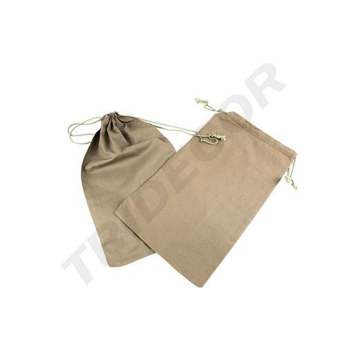[010764MARRÓN] Brown linen bag with drawstring closure 35X21 cm - 12 units