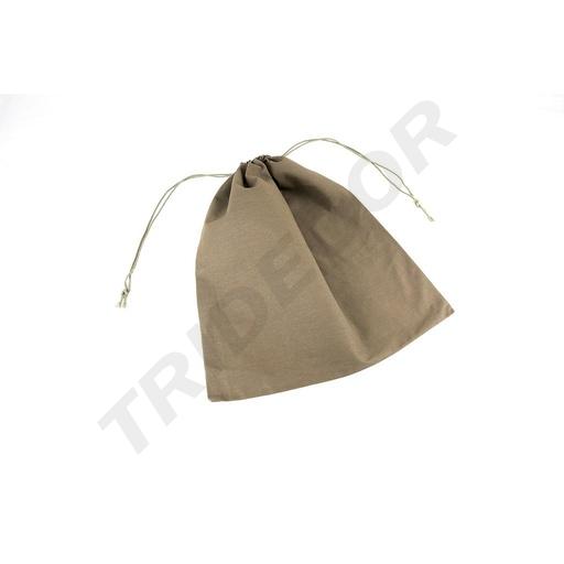 [010765] Bolsa De Lino Marrón/Beige Con Cierre De Cordón 38X40 Cm 12 Unidades