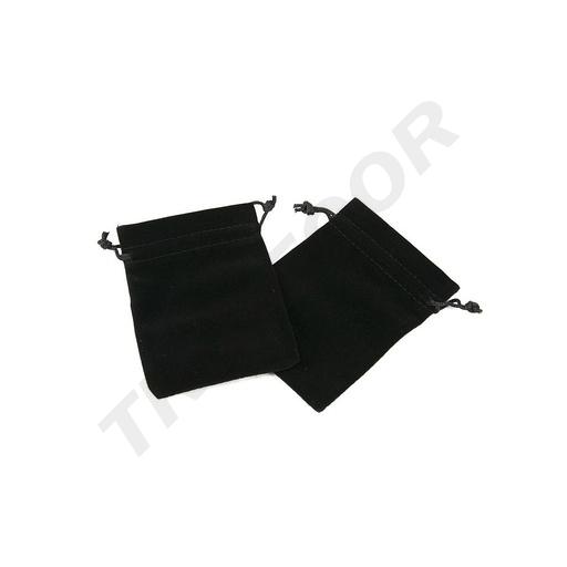 [009420] Bolsas Cierre Cordón En Terciopelo Negro 12x9 Cm -20Und