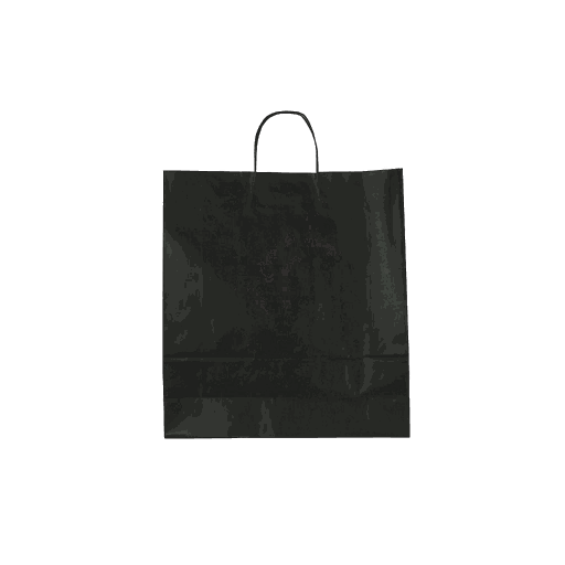 [010324] Borsa in carta Kraft nera con manico ritorto 36X12X41 CM 25 unità