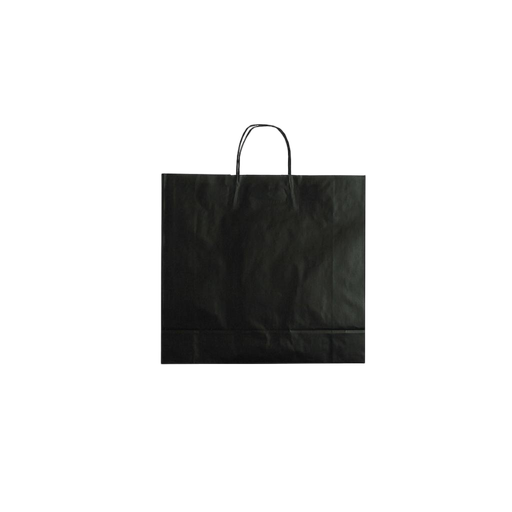 [010323] Paper Bag with Black Wrinkled Handle, Cellulose, 27x12x37 cm, 25 Pieces