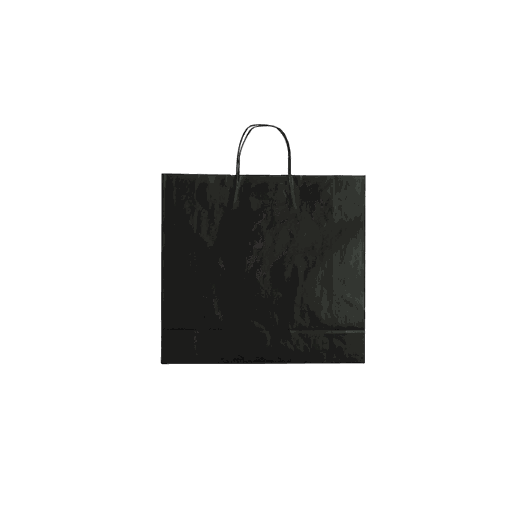 [010323] Paper Bag with Black Wrinkled Handle, Cellulose, 27x12x37 cm, 25 Pieces