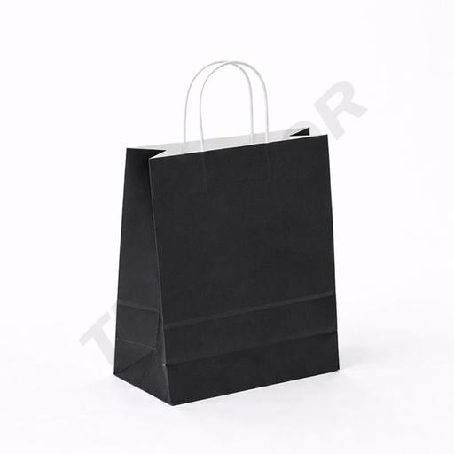 [010323] Papiertüte mit schwarzem Knittergriff, Zellulose, 27x12x37 cm, 25 Stück