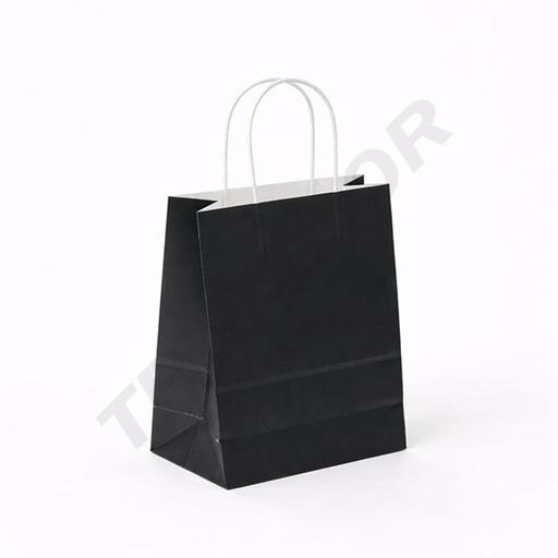 [010322] Borsa di carta nera con manico riccio 22X10X29 CM - 25 unità