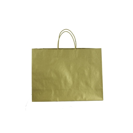 [010694] Saco de papel resistente com alça de cordão dourado 54X16X43 CM - 25 unidades