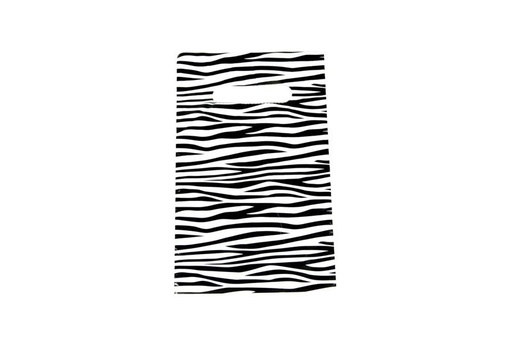 [010076] 16X25cm Zebra-Druck Plastiktüte mit gestanztem Griff, 100 Stück