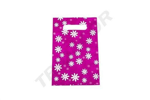[010085] Bolsas De Plástico Fucsia 16X25 Cm Con Margaritas 100 Unidades