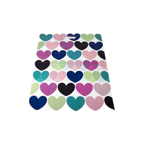 [0101090] Plastic bag with die-cut handle 40x50 cm Hearts 100/package 10 packs/box