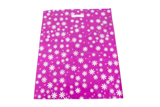 [010146] Plastic bags with pink bottom and daisy patterns and reinforced handle 50X60 CM 100 pcs