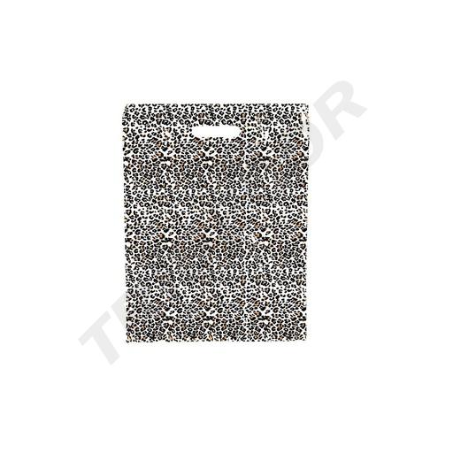 [010509] Leopard print plastic bag with die-cut handle, 50x60 cm, 100pcs