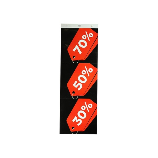 [014902] SALE-SCHILD 70%, 50%, 30% ROT AUF SCHWARZEM HINTERGRUND