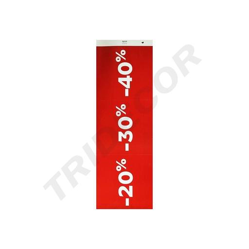 [014900] CARTEL DE DESCUENTO ROJO OSCURO 20%, 30% Y 40%