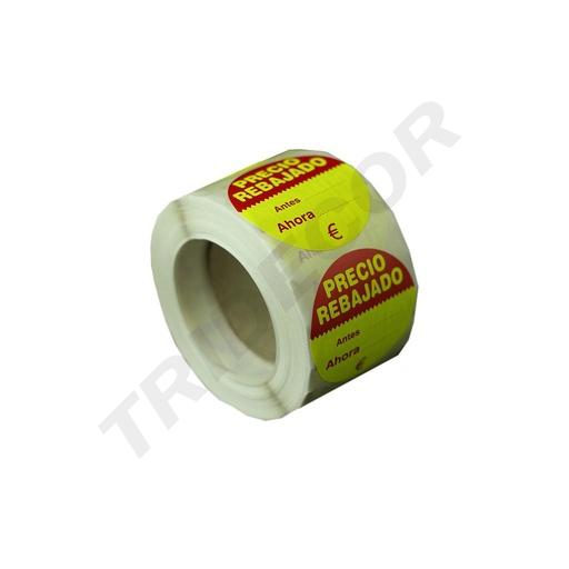 [014417] 降价贴纸 Pegatina Precio Rebajado Antes y Ahora € 5X5cm 500 Uds-Rollo