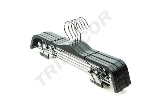 [005146] Percha para pantalones negro mate con clips 37cm